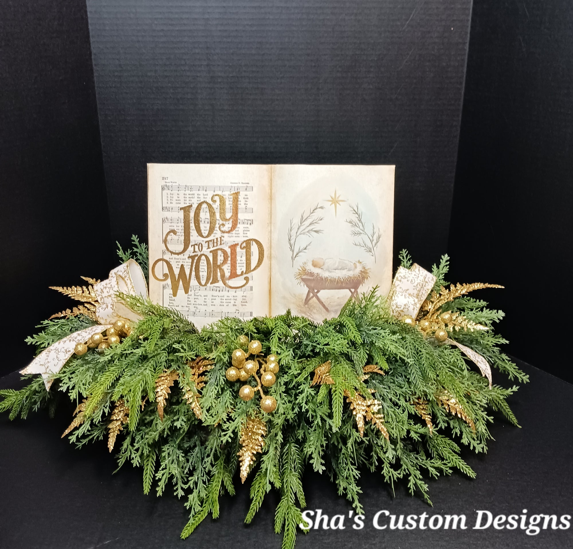 Joy To the World Nativity Book Centerpiece
