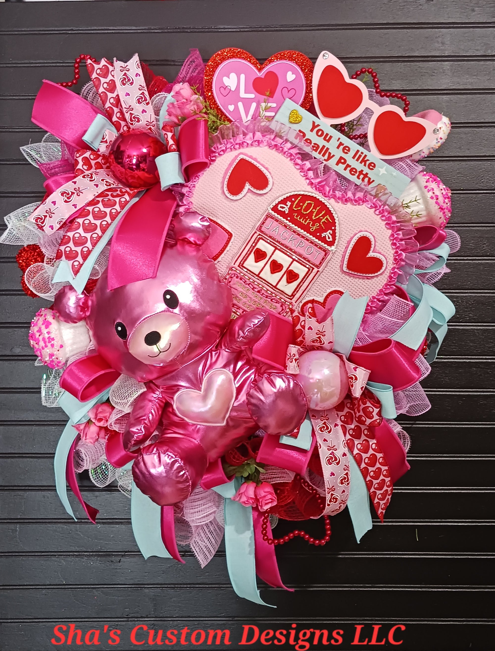 Valentine's Jackpot Heart Wreath: Bear Heart Wreath