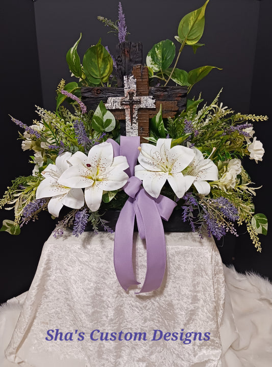 Layered Wood Cross Centerpiece