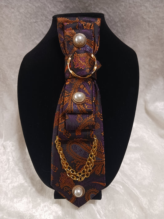 Black, Purple and Gold Paisley Pearl Custom Tie