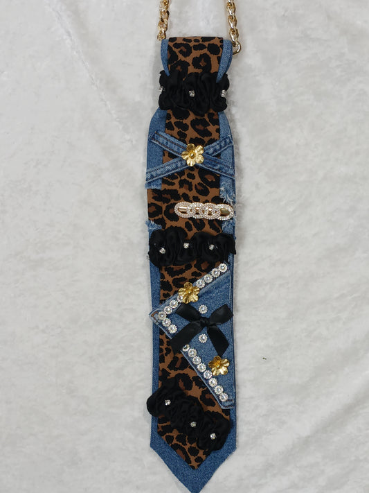 Denim/Cheetah Print Custom Tie