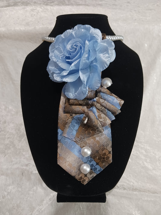 Light Blue, Brown, Taupe Custom Tie