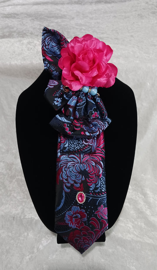 Navy/Magenta Floral Custom Tie