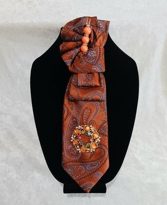 Orange/Blue Paisley Print Custom Tie