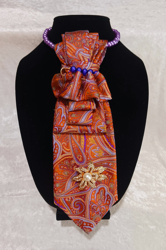 Orange/Purple Paisley Print Custom Tie