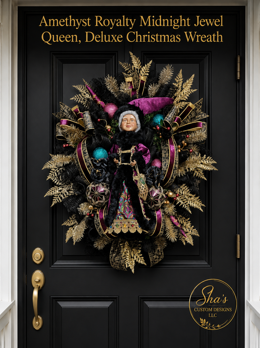 Amethyst Royalty Midnight Jewel Queen-Deluxe Jewel-Toned Christmas Wreath.