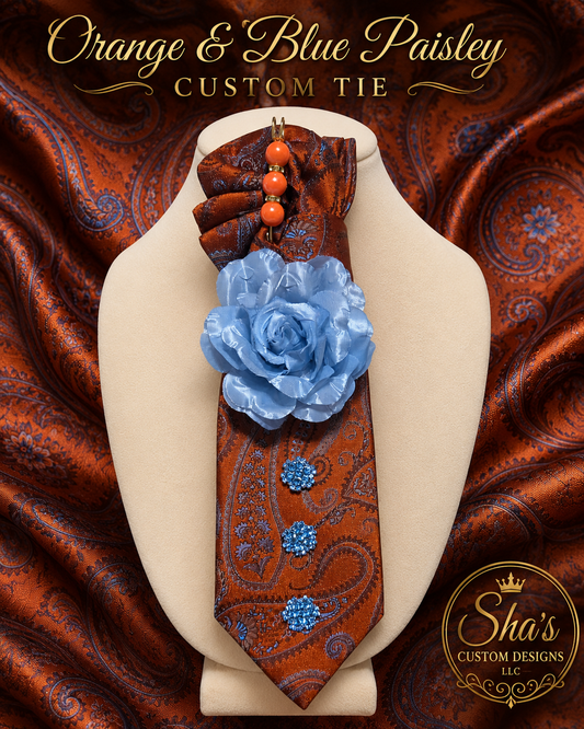 Orange/Blue Paisley Custom Tie