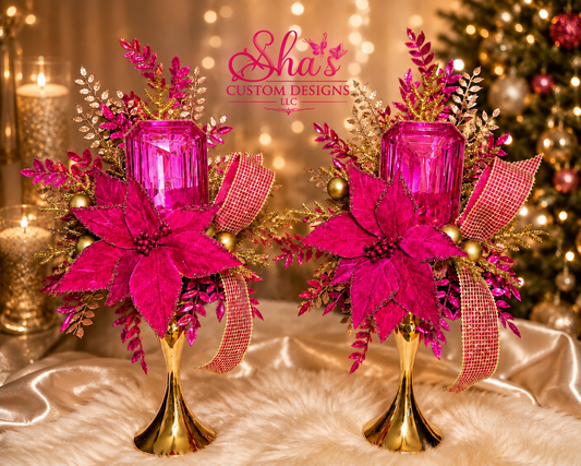 Fuchsia Glow "Fuchsia and Gold Jewel Centerpiece" Set