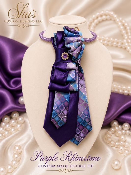Purple Rhinestone Custom made Double Tie