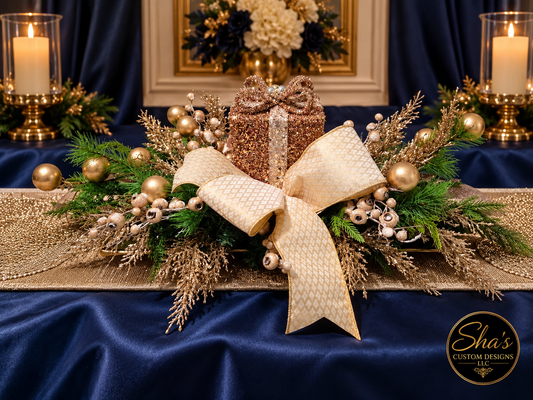 Rose Gold Gift Box Christmas Table Swag
